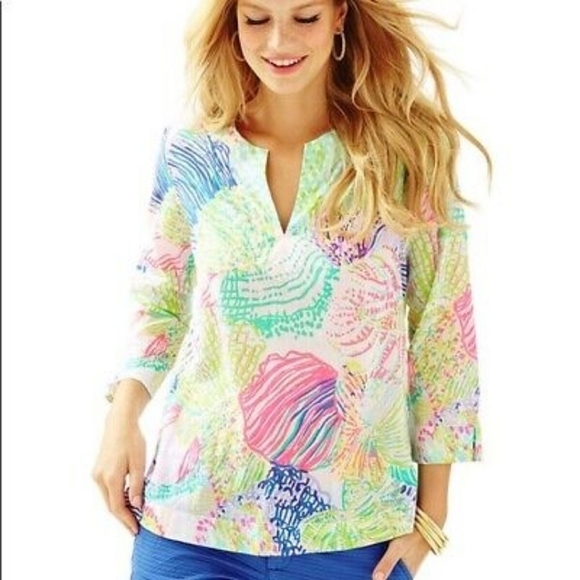 Lilly Pulitzer Womens Amelia Island May Roar Of The Seas Tunic Top Sz XS Coastal - Picture 14 of 14